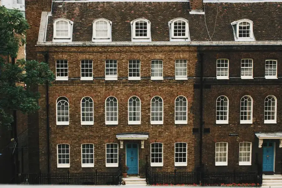 A Georgian townhouse facade of the kind found in Exeter's listed and conservation area streets