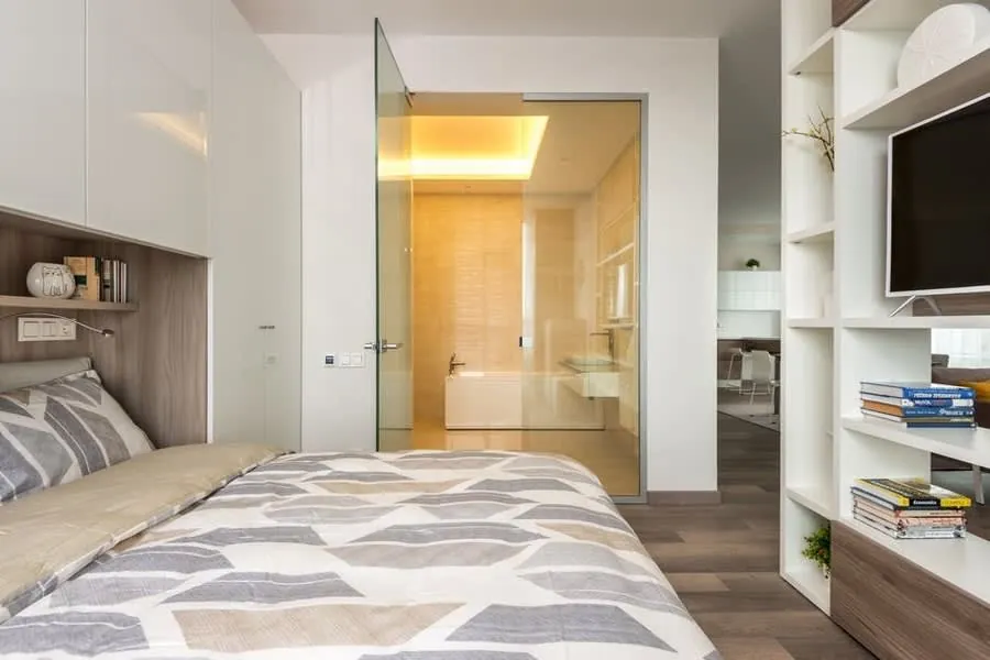 A bathroom fitted off a bedroom, the layout most Exeter relocations end up producing