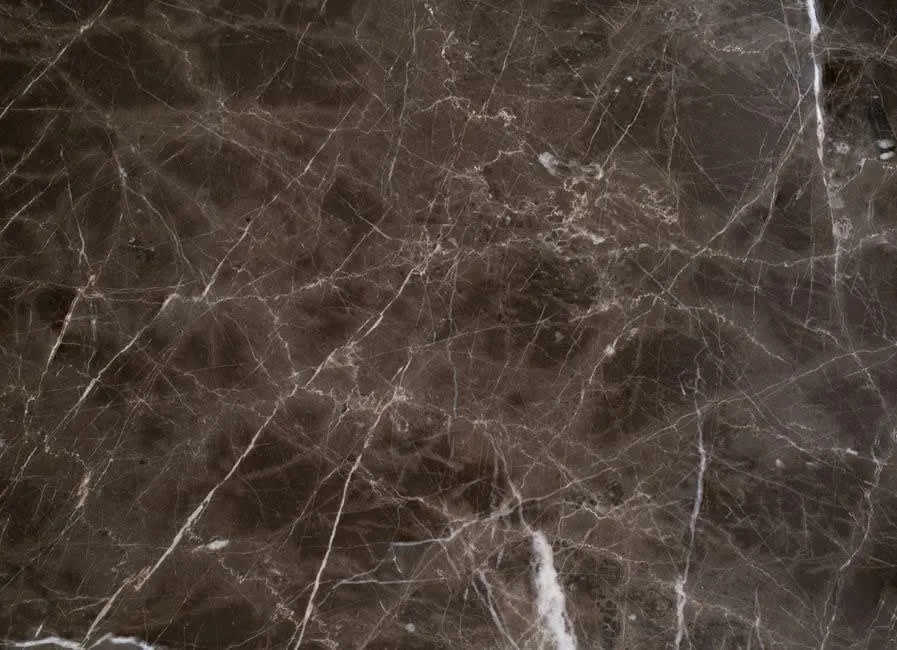 Dark veined marble surface of the kind that shows water marks in hard-water areas